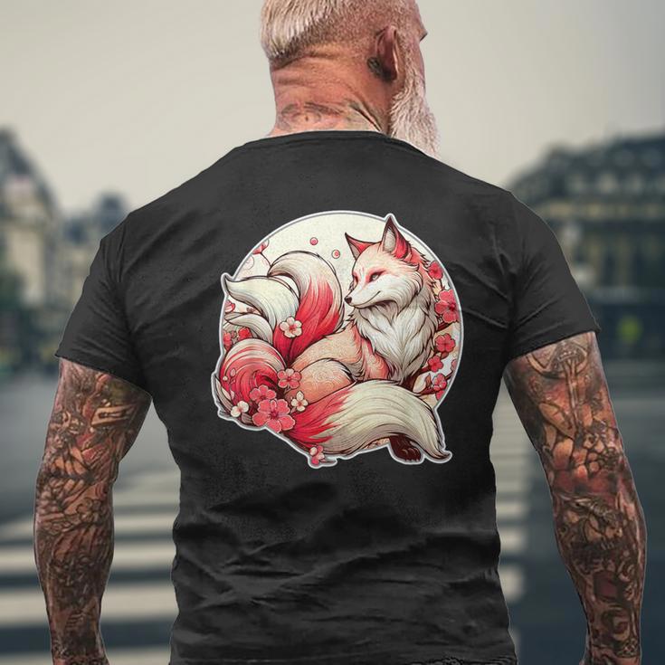魅惑のキツネマジック：日本の九尾のキツネ編 メンズTシャツ バックプリント 高齢者への贈り物