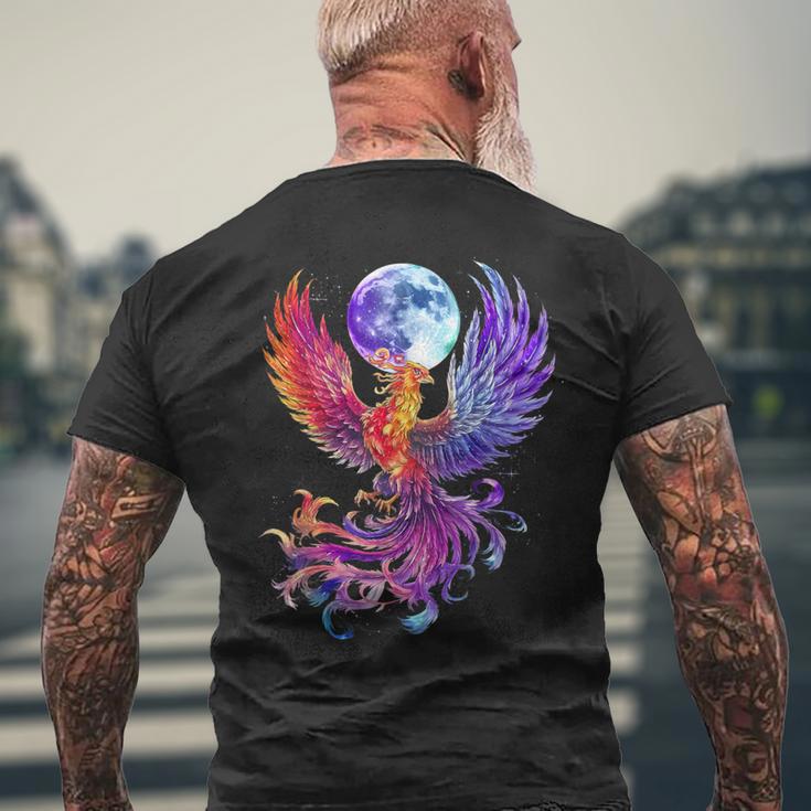 鳳凰 満月 鳥 神話 鳥 若返り メンズTシャツ バックプリント 高齢者への贈り物