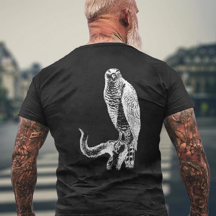 黒い線画 鷹 鳥獣戯画 メンズTシャツ バックプリント 高齢者への贈り物