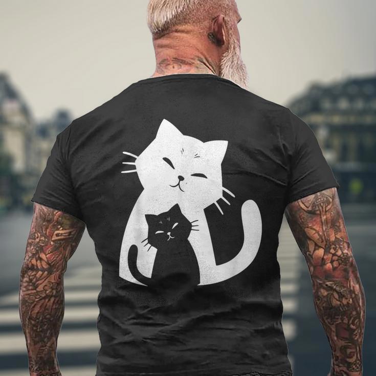 黒猫と白猫 メンズTシャツ バックプリント 高齢者への贈り物