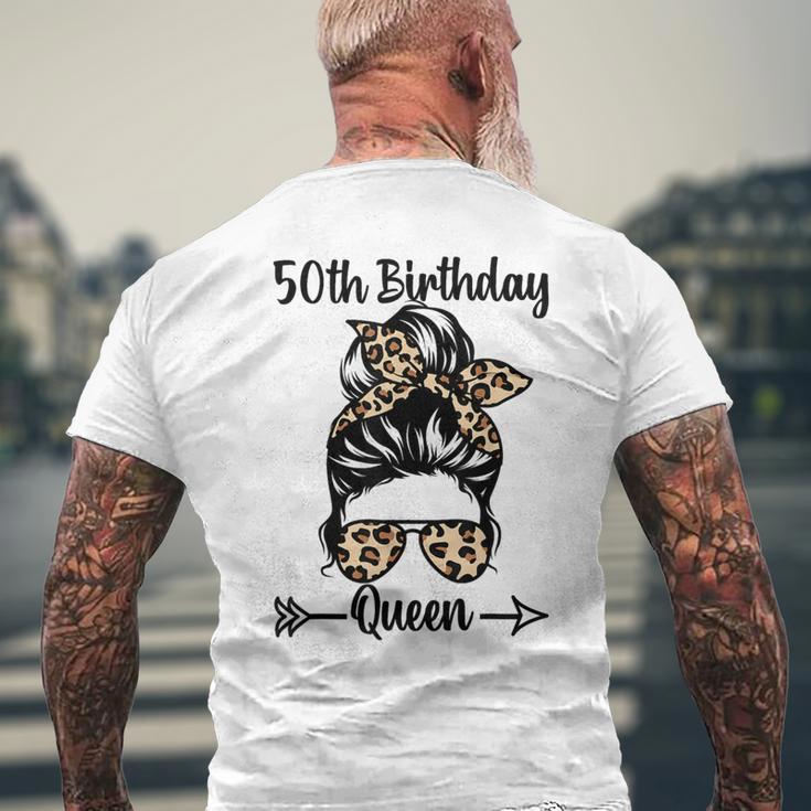 50歳の誕生日 クイーン Happy 50歳 散らかったパンヒョウ メンズTシャツ バックプリント 高齢者への贈り物
