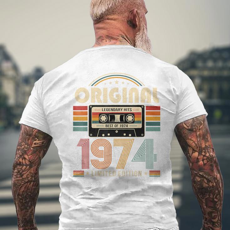 52 歳の誕生日プレゼント男性 1974 年 レトロ ビンテージ テープ メンズTシャツ バックプリント 高齢者への贈り物
