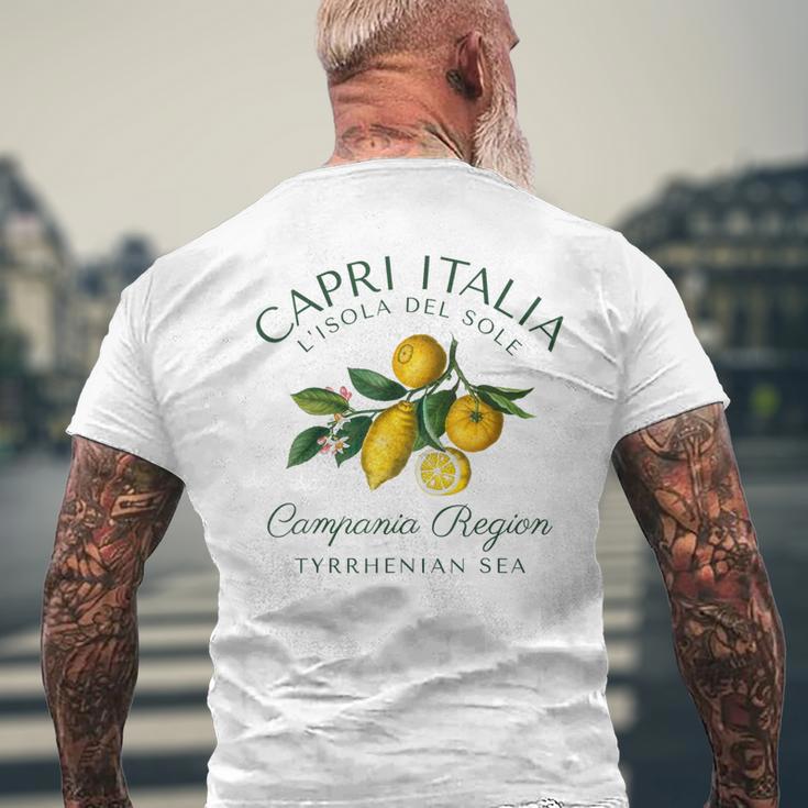 Capri Italia レモン 旅行 カンパニア ティレニア海 イタリア メンズTシャツ バックプリント 高齢者への贈り物