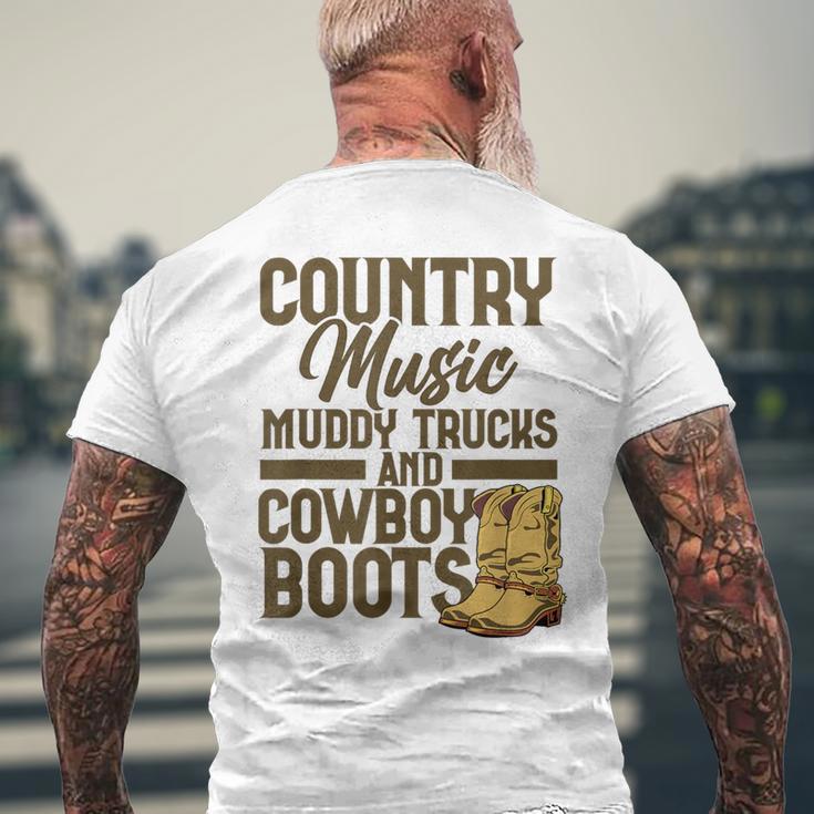Country Music マディトラックとカウボーイブーツ ウェスタンusa メンズTシャツ バックプリント 高齢者への贈り物