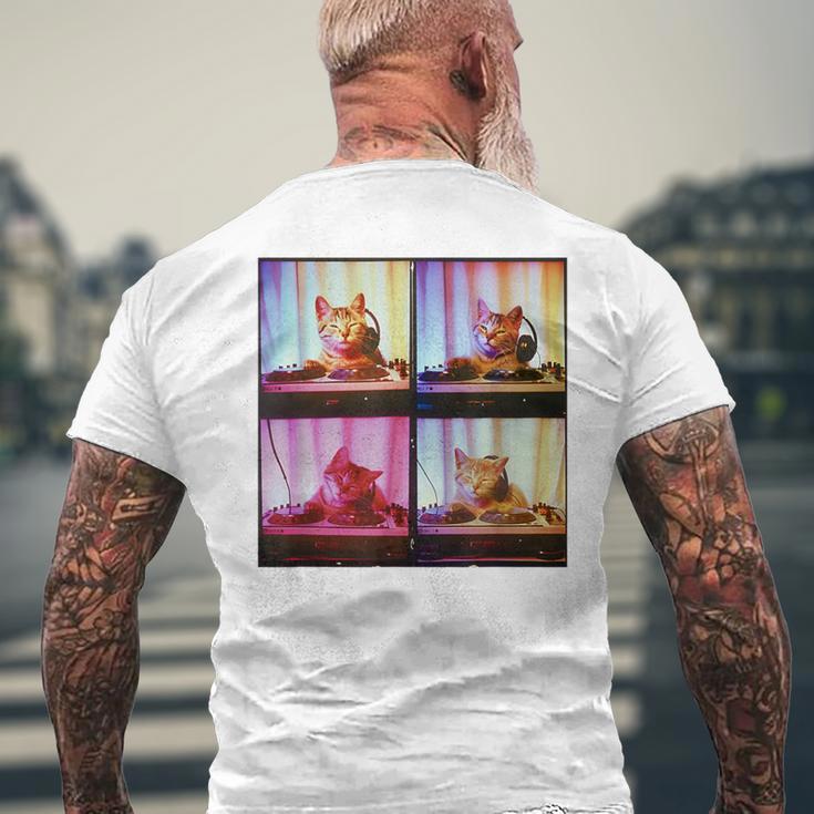 Dj Cat On Decks Cat Dj スクラッチ ターンテーブル カラフル Edm メンズTシャツ バックプリント 高齢者への贈り物