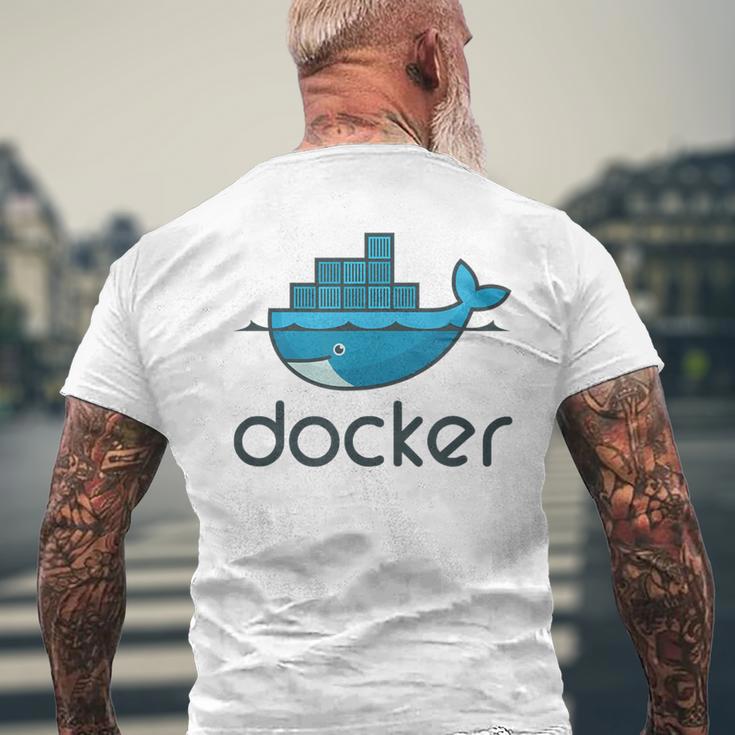 Docker Engine プラットフォーム間でのアプリケーションのデプロイと実行 メンズTシャツ バックプリント 高齢者への贈り物
