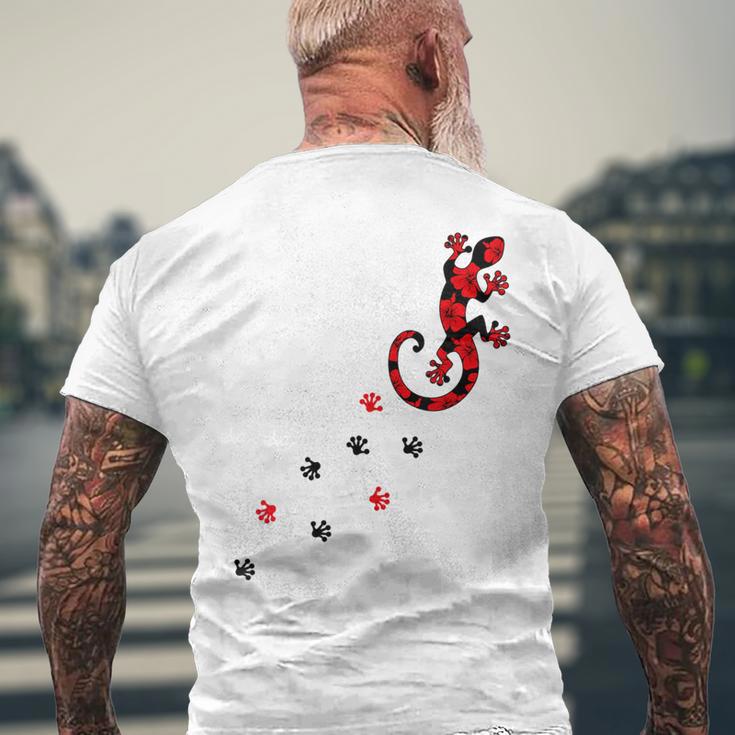 Gecko Footprint ハイビスカスフラワー ハワイサーフスタイルtシャツ メンズTシャツ バックプリント 高齢者への贈り物