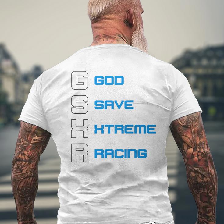 Gixxer、Evolution、Gsxr、ロードレース、オートバイ、オートバイ、バイク。 メンズTシャツ バックプリント 高齢者への贈り物