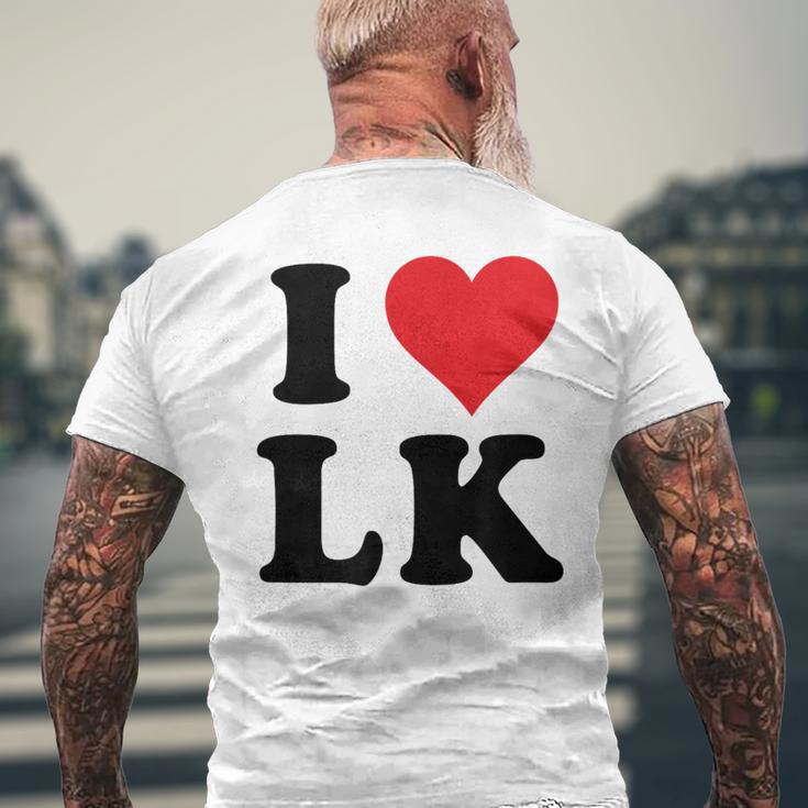 I Heart Lk Initials I Love LK First And Last Name L K メンズTシャツ バックプリント 高齢者への贈り物