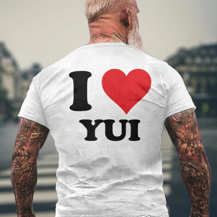 I Heart Yui ファーストネーム I Love パーソナライズ メンズTシャツ バックプリント 高齢者への贈り物