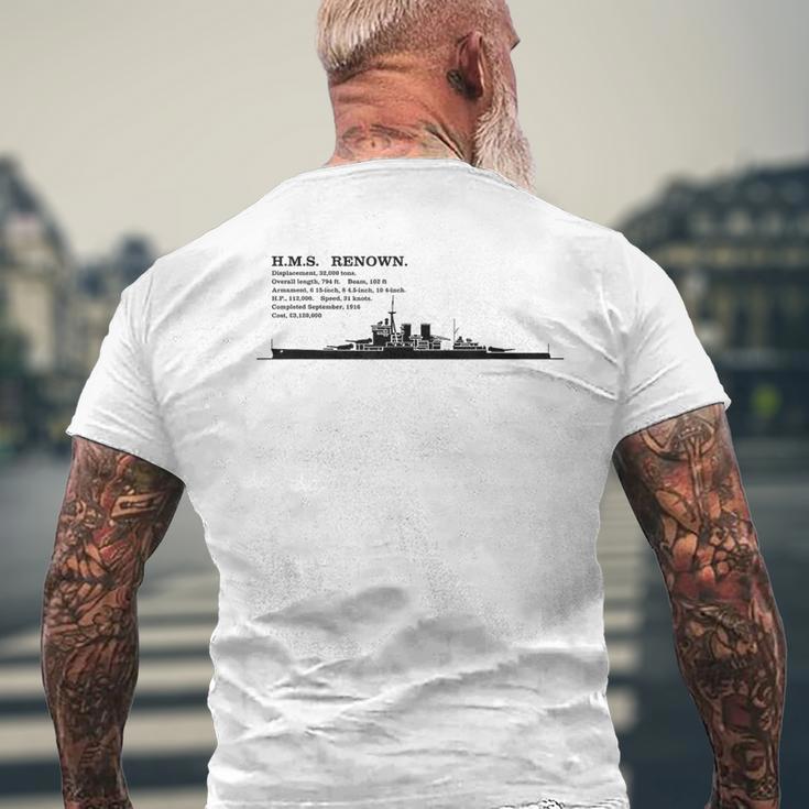 Hms レナウン イギリス巡洋戦艦のシルエットのインフォ グラフィック メンズTシャツ バックプリント 高齢者への贈り物