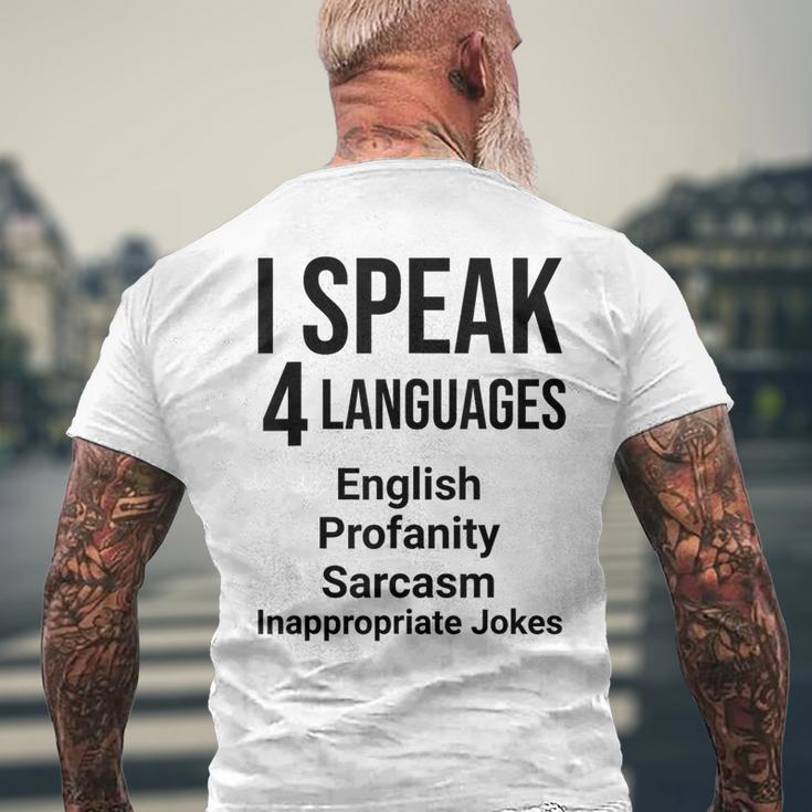 Ipeak 4 Languages おもしろ英語文法先生 メンズTシャツ バックプリント 高齢者への贈り物