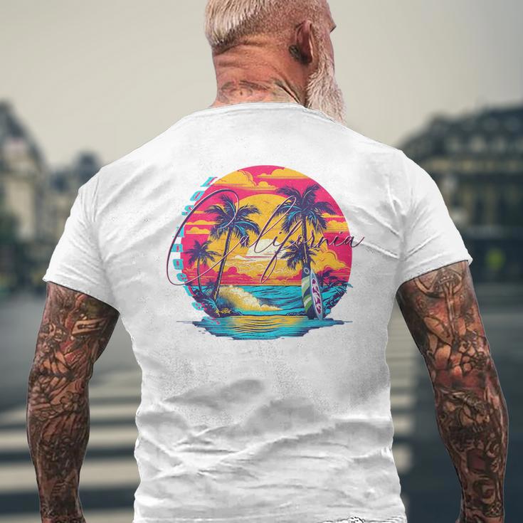 Los Angeles California、サーフィンサーフボードレトロ メンズTシャツ バックプリント 高齢者への贈り物