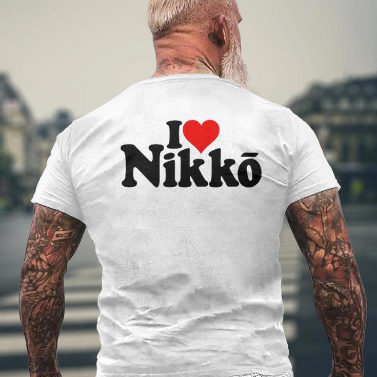 I Love Heart Nikko Japan 栃木県 メンズTシャツ バックプリント 高齢者への贈り物