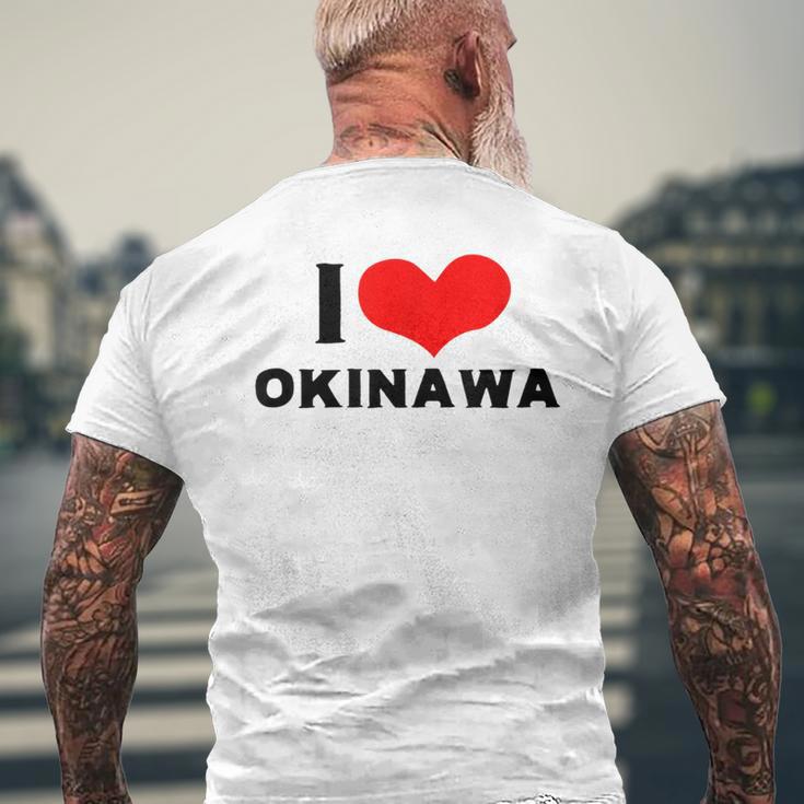 I Love Okinawa 愛 ハート 沖縄 沖縄県 日本 お土産 かわいい おしゃれ メンズTシャツ バックプリント 高齢者への贈り物
