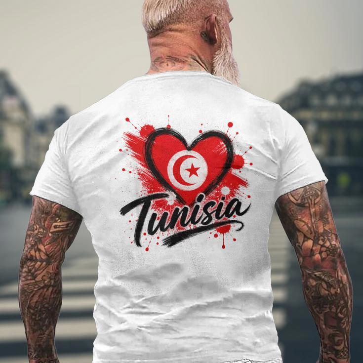 I Love Tunisia 旅行旗 ハート ツーリスト バケーション デザイン メンズTシャツ バックプリント 高齢者への贈り物