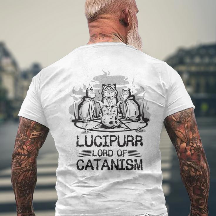 Lucipurr 黒猫 魔法 悪魔 猫 ルシファー オカルティズム メンズTシャツ バックプリント 高齢者への贈り物