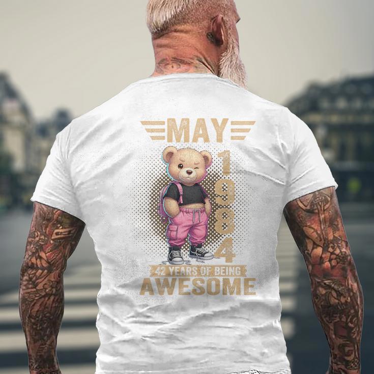 On Back 1984年5月 42歳の誕生日 42歳 テディベア メンズTシャツ バックプリント 高齢者への贈り物