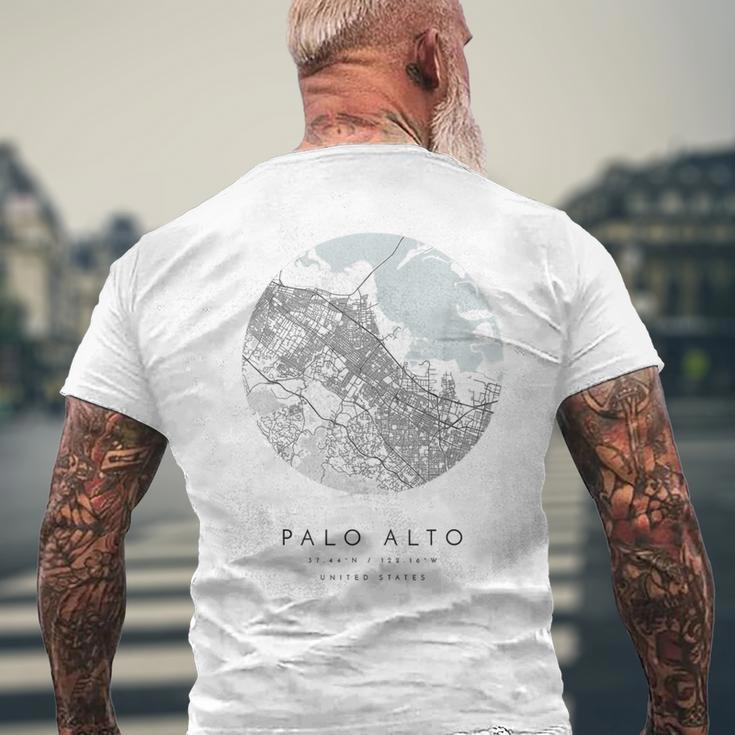 Palo Alto カリフォルニア コーディネート 地図 故郷 メンズTシャツ バックプリント 高齢者への贈り物