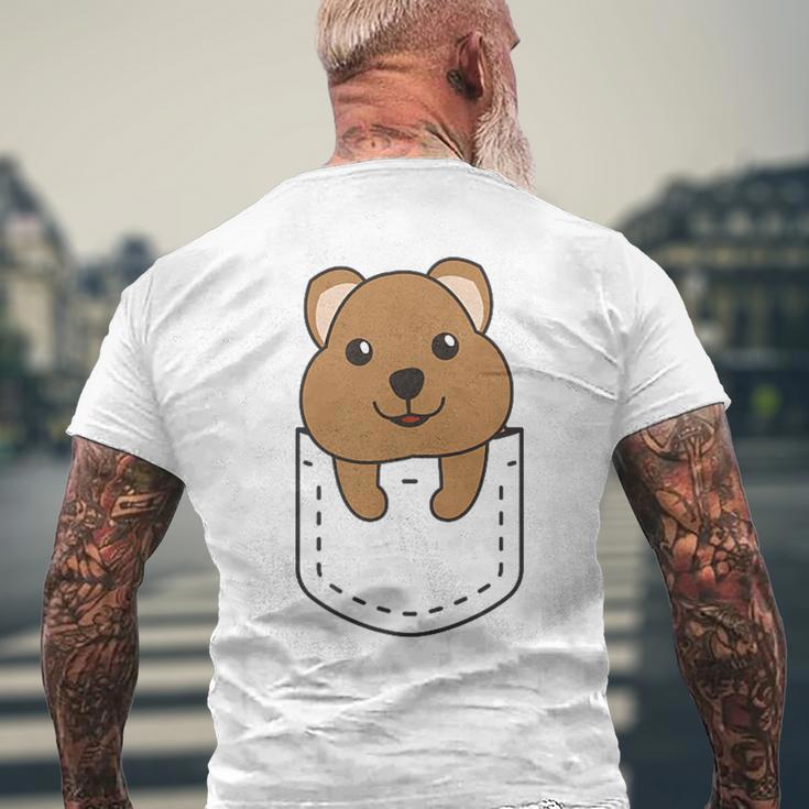 Quokka In Pocket かわいいクオッカ 胸ポケットクオッカ メンズTシャツ バックプリント 高齢者への贈り物