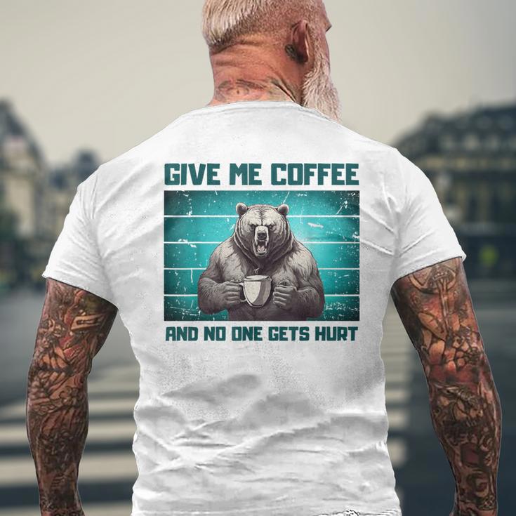 Sarcasme Café Humour De Bureau Drôle Café Ours En Colère T-shirt imprimé au dos Cadeaux pour les vieillards