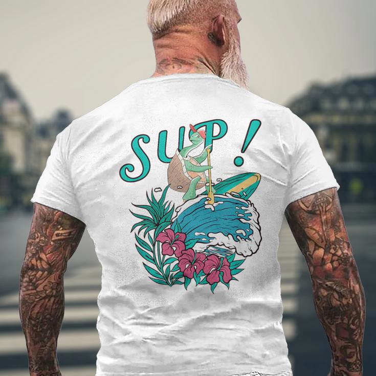 Sup サーフィン スタンドアップ パドル タートル パドリング サブボードup メンズTシャツ バックプリント 高齢者への贈り物