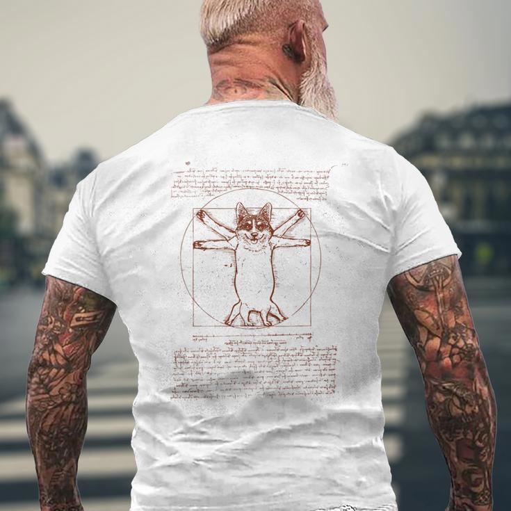 Vitruvian Corgi メンズTシャツ バックプリント 高齢者への贈り物