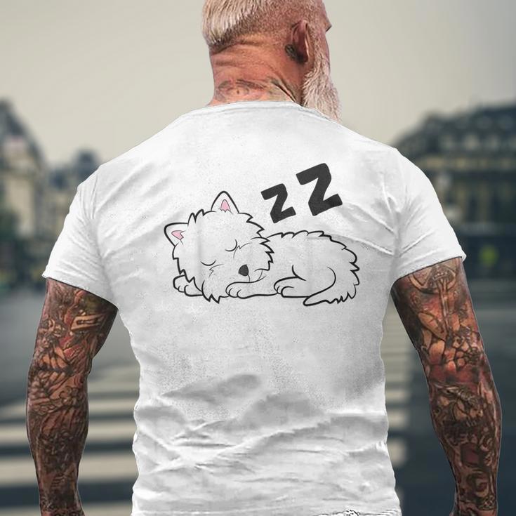 West Highland ホワイトテリア 犬 眠っているかわいいウェスティー メンズTシャツ バックプリント 高齢者への贈り物