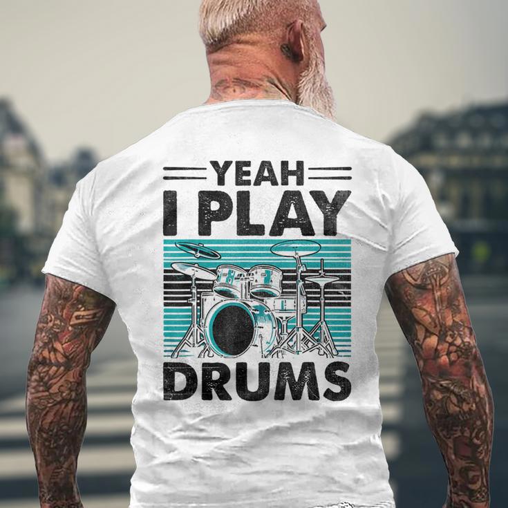 Yeah I Play Drums Drummer Play Drumming メンズTシャツ バックプリント 高齢者への贈り物