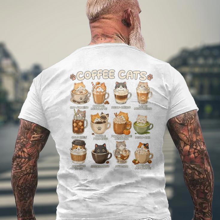 かわいいアニメコーヒー猫カプチーノかわいい猫カフェデザイン メンズTシャツ バックプリント 高齢者への贈り物