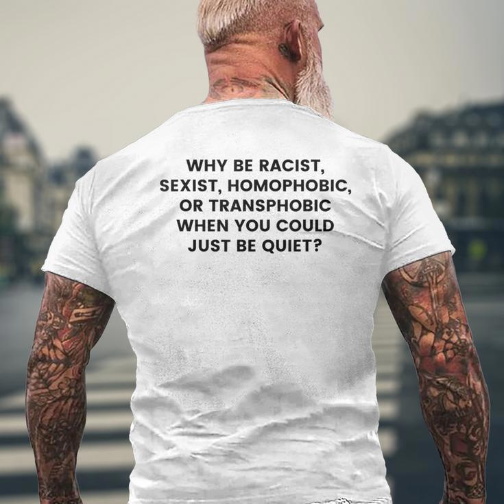 なぜ人種差別主義者、性差別主義者、同性愛嫌悪 メンズTシャツ バックプリント 高齢者への贈り物