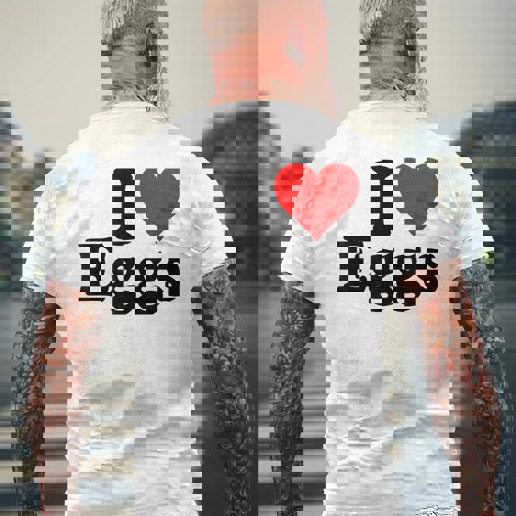 アイラブエッグアイハートエッグ メンズTシャツ バックプリント 高齢者への贈り物