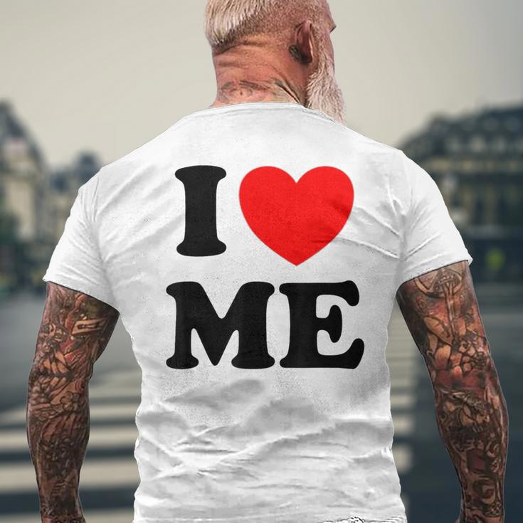 アイ・ラヴ・ミーシャツ I レッド・ハート・ミーアイ・ラヴ・マイセルフ & アイ・ファニー メンズTシャツ バックプリント 高齢者への贈り物