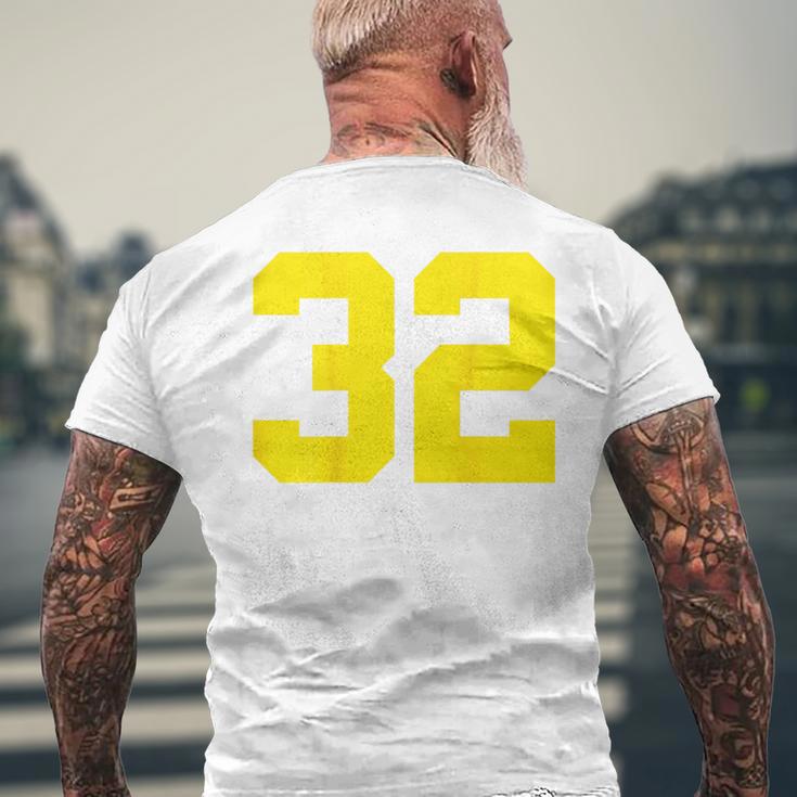 イエローナンバー32 背面 スポーツチーム ジャージ番号 メンズTシャツ バックプリント 高齢者への贈り物