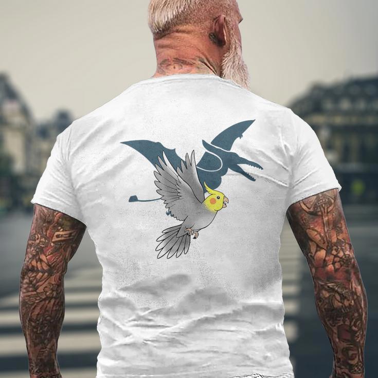 オウム 恐竜 オカメインコ テロダクティルシャドウ メンズTシャツ バックプリント 高齢者への贈り物