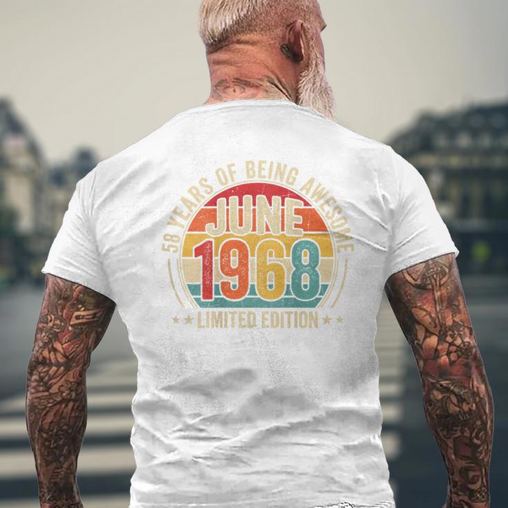 オンバック 1968年6月から素晴らしいヴィンテージレトロ58歳の誕生日 メンズTシャツ バックプリント 高齢者への贈り物