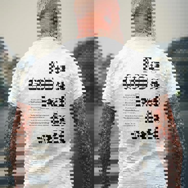 クリスチャン ジョン 3 16 18 Godo Loved The World 聖書の一節 長袖tシャツ メンズTシャツ バックプリント 高齢者への贈り物