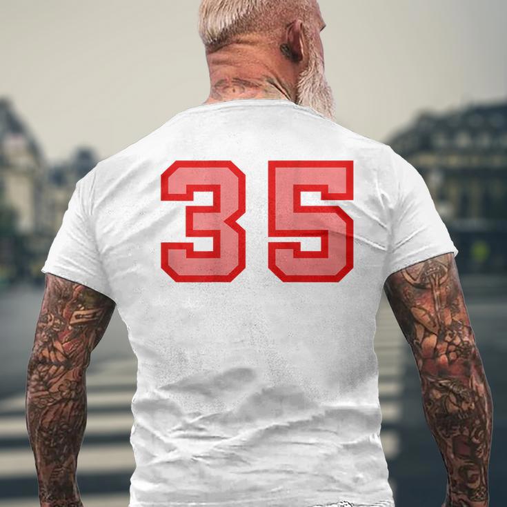 クールなレトロなレタリングジャージバックナンバー35 Thirtyfive メンズTシャツ バックプリント 高齢者への贈り物