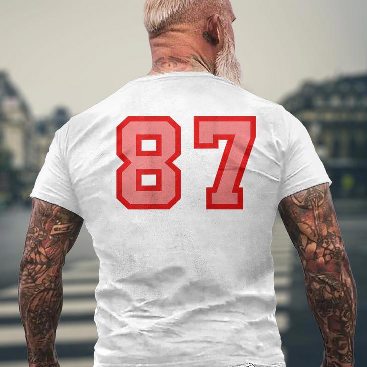 クールなレトロなレタリングジャージバック番号87 Eightyseven メンズTシャツ バックプリント 高齢者への贈り物