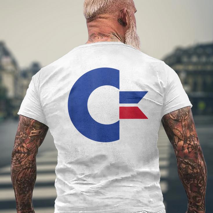 コモドール C64 大文字 ブルーレッド メンズTシャツ バックプリント 高齢者への贈り物