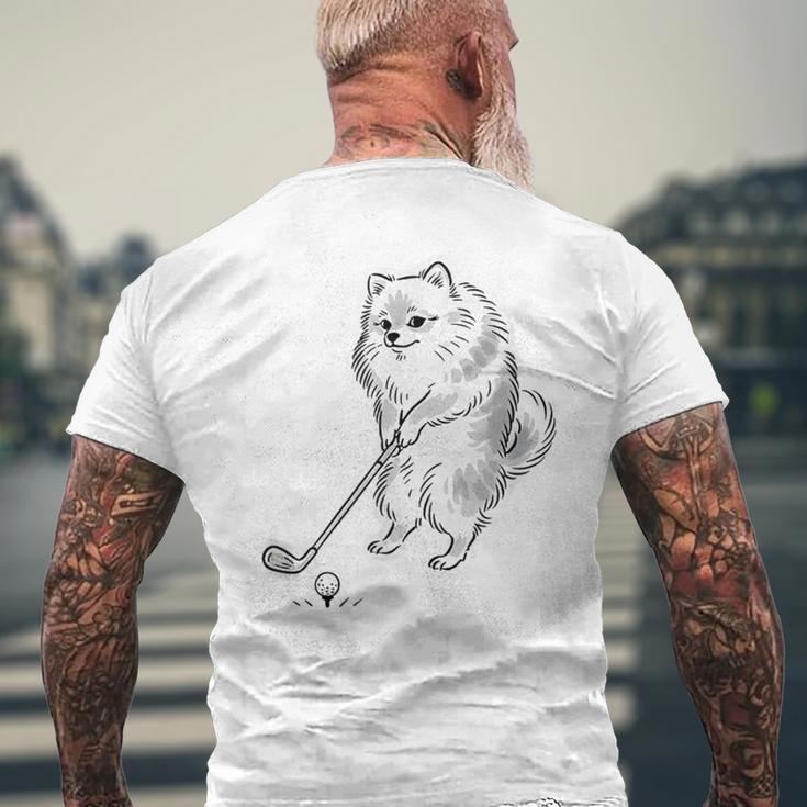 ゴルフ ポメラニアン グッズ おもしろ 犬 面白い 笑える 和風 メンズTシャツ バックプリント 高齢者への贈り物