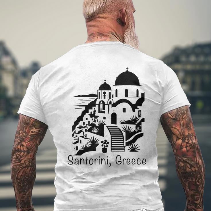 サントリーニ島 ギリシャ お土産 キクラデス諸島 エーゲ海 ギリシャ メンズTシャツ バックプリント 高齢者への贈り物