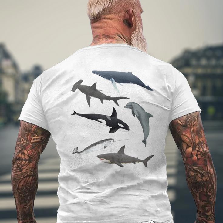 シャチ ジンベイザメ イッカク イルカ 海の生き物 メンズTシャツ バックプリント 高齢者への贈り物
