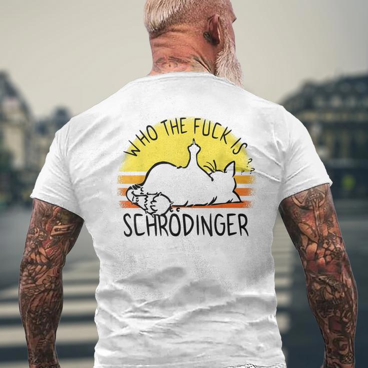 シュレディンガーの猫-シュレディンガーとは誰ですか？シュレディンガーの猫 メンズTシャツ バックプリント 高齢者への贈り物