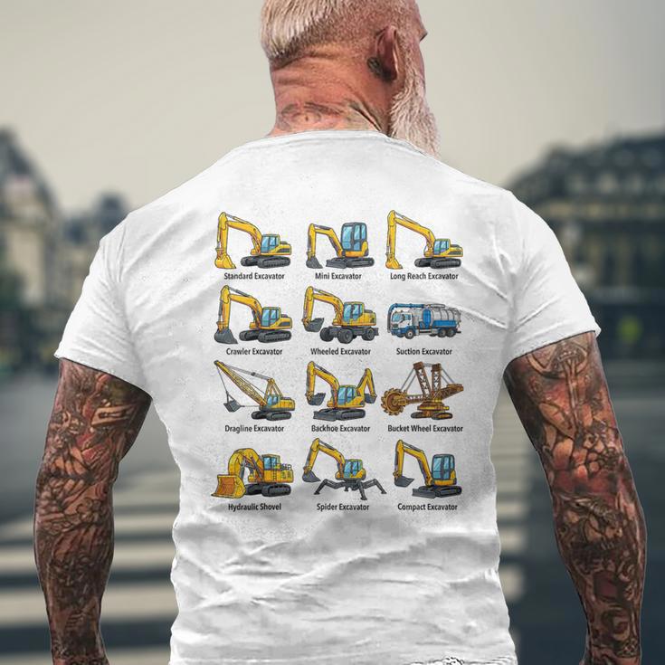 ショベルの種類重機設備表 メンズTシャツ バックプリント 高齢者への贈り物