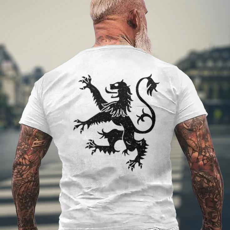 スコットランドライオンランパントシンボル ブラック メンズTシャツ バックプリント 高齢者への贈り物