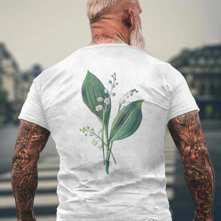 スズラン植物アートペインティングtシャツ メンズTシャツ バックプリント 高齢者への贈り物