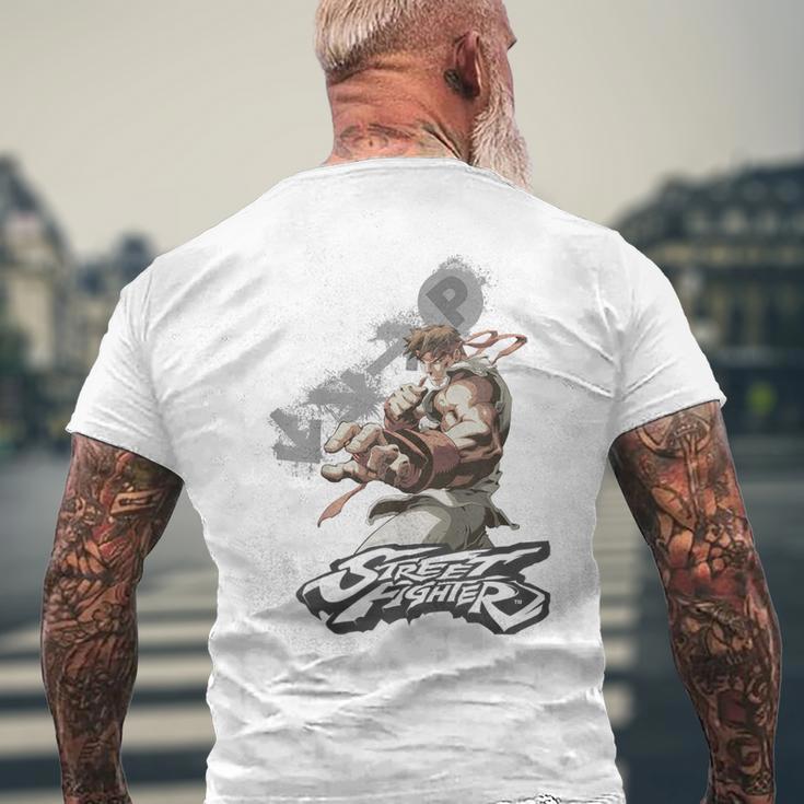 ストリートファイター リュウ ポートレート 火の玉 壮大な対決 ゲーマー メンズTシャツ バックプリント 高齢者への贈り物