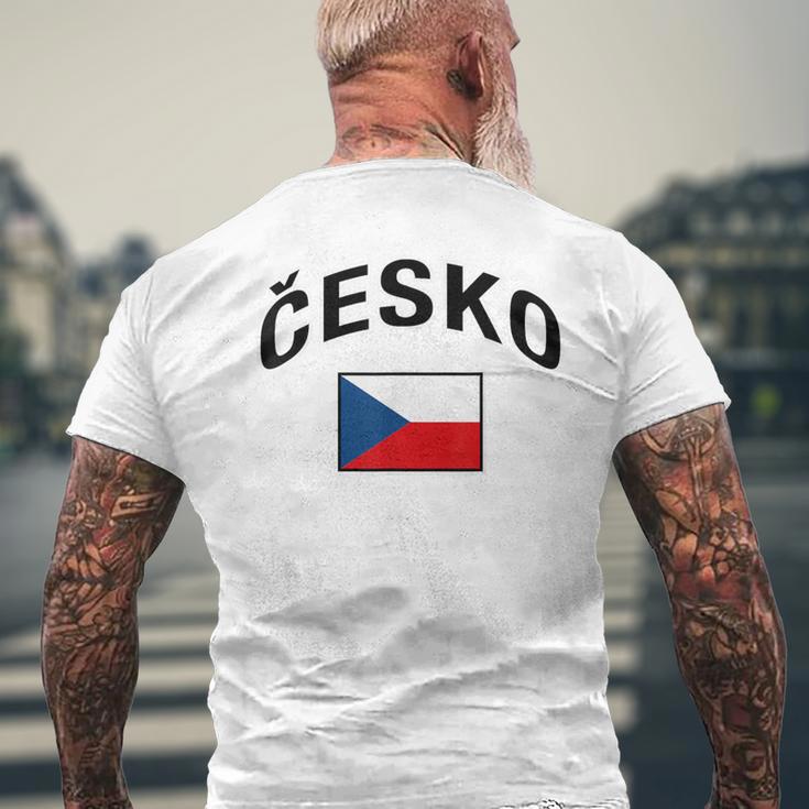 チェコ国旗 誇り高きチェコ語 メンズTシャツ バックプリント 高齢者への贈り物