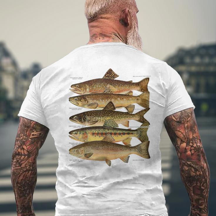 トラウト魚種種フィッシング フライフィッシング トラウト メンズTシャツ バックプリント 高齢者への贈り物
